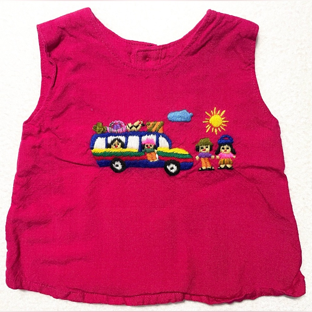 Altiplano Toddler & Kids Sleeveless Blouse Fuschisa Pink Embroidered Details